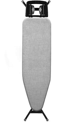 Bartnelli Extreme Stability Ironing Board 43x13 Upgraded Heavy-Duty Metal Frame & Iron Rest, Height Adjustable, Foldable, 4 Non-Skid Feet, 4-Layer Cover & Pad, Made with Patent European Engineering