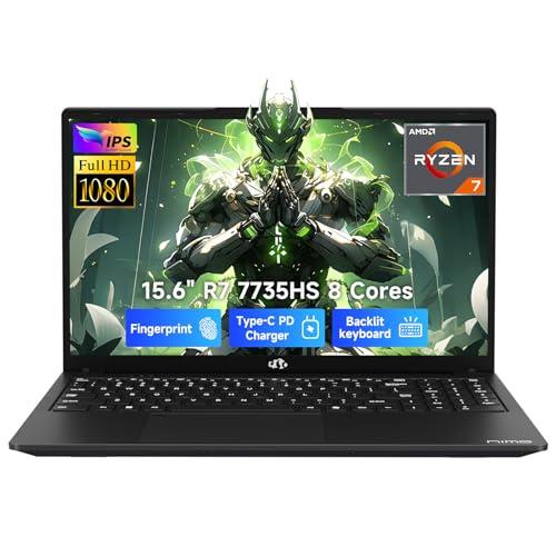 NIMO 2026 Laptop, 8 Cores AMD R7 7735HS 32GB DDR5 RAM 1TB SSD (Up to 4.75GHz, Beat i7-12650H) Gaming Laptop with Radeon 680M GPU, 15.6" IPS FHD, 180° Open Angle, Webcam, HDMI, Portable for Business