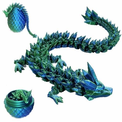 Zobetro 3D Printed Dragon with Surprise Egg, Articulated Crystal Dragon in Egg, Executive Dragon Fidget Desk Toys, Decorative Egg Gifts for Boys Kids Home Decor(Green)